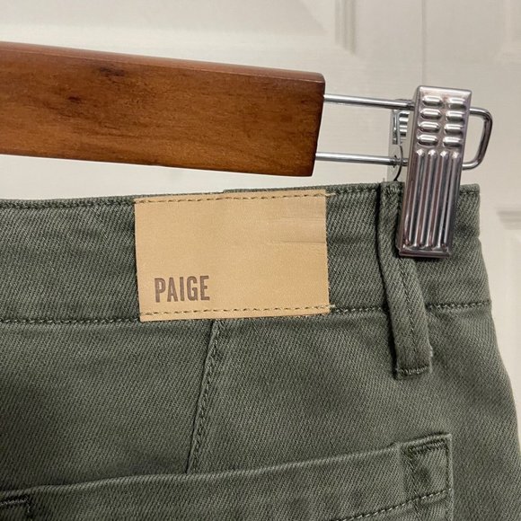 Paige Women's NWOT Vintage Ivy Green Cut Off Mayslie Utility High Rise Shorts 32 - Picture 5 of 8